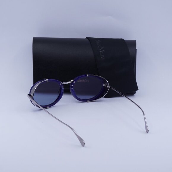 MaxMara SELMA MM0103 90X Oval Sunglasses - Blue/Silver/Blue - Picture 4 of 11